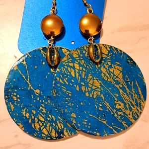 Abstract African Print Wood and Paper Earrings